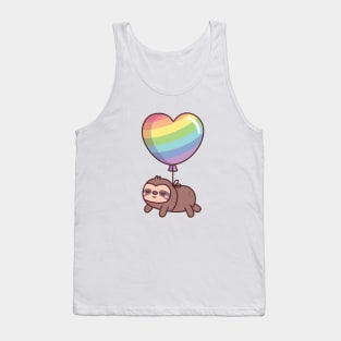 Cute Sloth With Rainbow Heart Balloon Tank Top